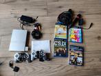PlayStation 2 slim silver inclusief controllers enz, Ophalen, Gebruikt, Zilver, Met 2 controllers