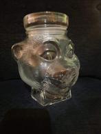 Vintage glazen pot in de vorm van een vrolijke berenkop, Ophalen of Verzenden, Zo goed als nieuw