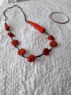 Vilt Halsketting & Armband Set, Sieraden, Tassen en Uiterlijk, Kettingen, Ophalen of Verzenden, Nieuw, Rood, Overige materialen