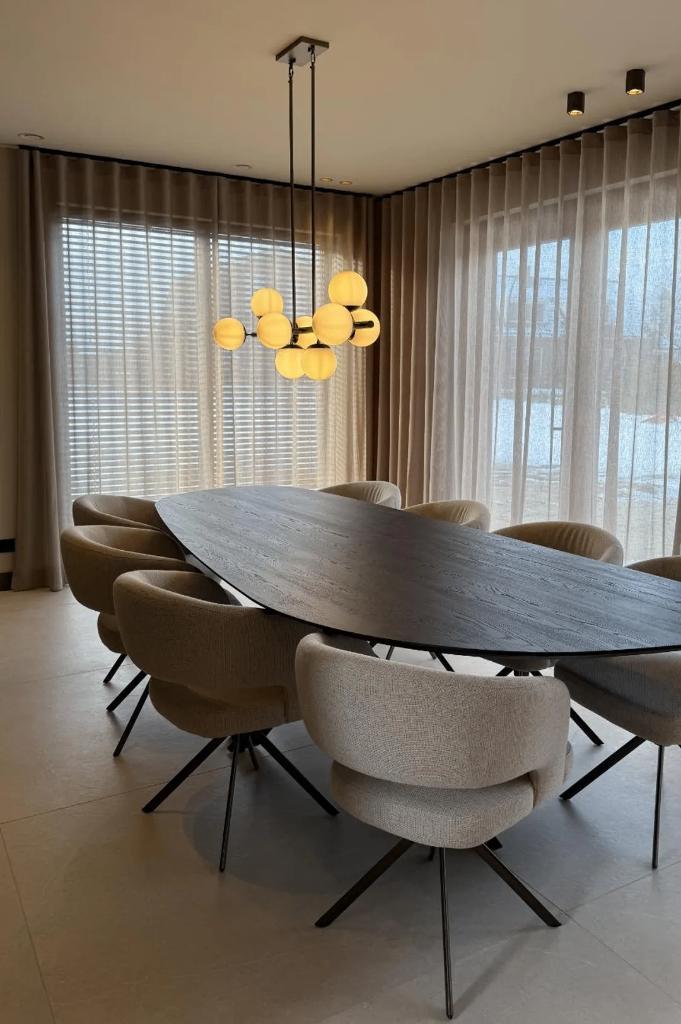 Luxe Inbetween Wave plooi Transparante Gordijnen Grijs,Taupe, Huis en Inrichting, Stoffering | Gordijnen en Lamellen, Nieuw, 150 tot 200 cm