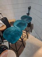 KICK FINN Barkrukken - Velvet Stof -Blauw/Groen, Huis en Inrichting, Barkrukken, 2 krukken, Ophalen of Verzenden, Zo goed als nieuw
