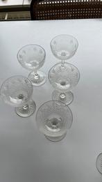 Vijf cocktailglazen Wilhelmina ruit en waaier slijpsel, Antiek en Kunst, Antiek | Glas en Kristal, Ophalen of Verzenden