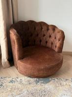Ronde fluwelen bruine fauteuil, Huis en Inrichting, Fauteuils, Ophalen of Verzenden, Gebruikt, Stof, 75 tot 100 cm