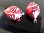 Antieke glazen kerstballen druppel bordeaux beschilderd, Diversen, Kerst, Ophalen