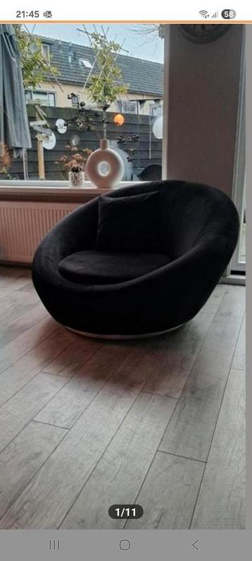 Grote Draaibare Velvet Fauteuil - Zwart beschikbaar voor biedingen