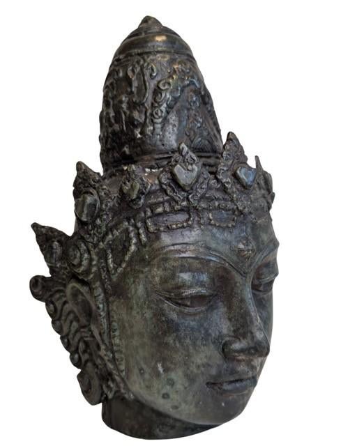 Oud bronzen Bodhisattva hoofd, Ophalen of Verzenden, Gebruikt