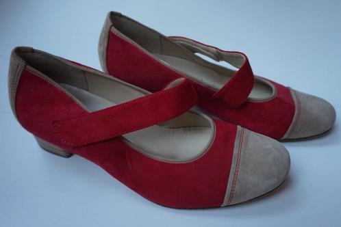 Hassia instappers lage pumps klittenband rood beige maat 39, Kleding | Dames, Schoenen, Zo goed als nieuw, Pumps, Rood, Ophalen of Verzenden