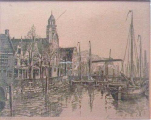 Marius Janssen.1885-1957.Delfshaven Rotterdam., Antiek en Kunst, Kunst | Etsen en Gravures, Ophalen of Verzenden