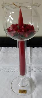 Vintage kaarsenstandaard van dun glas, Antiek en Kunst, Antiek | Glas en Kristal, Ophalen of Verzenden