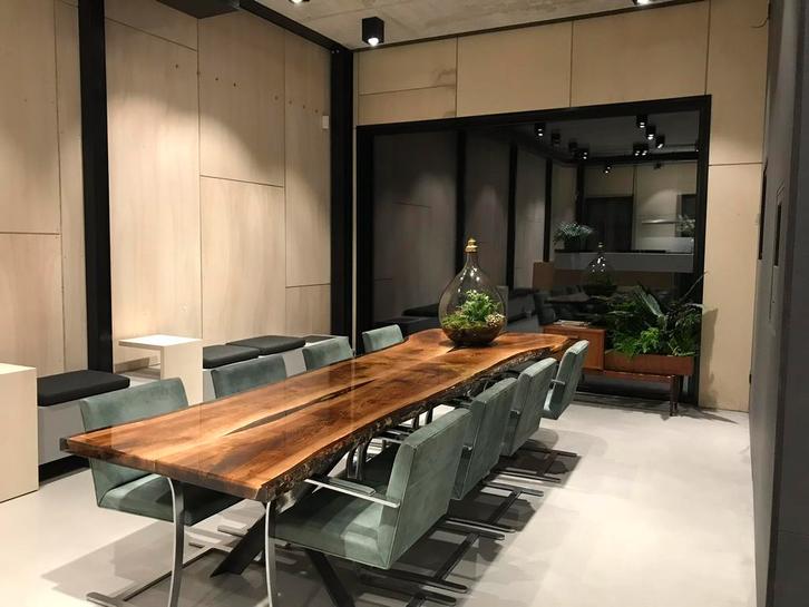 Set groene leren BRNO (bureau) stoelen van Knoll, Huis en Inrichting, Stoelen, Gebruikt, Vijf, Zes of meer stoelen, Leer, Overige kleuren