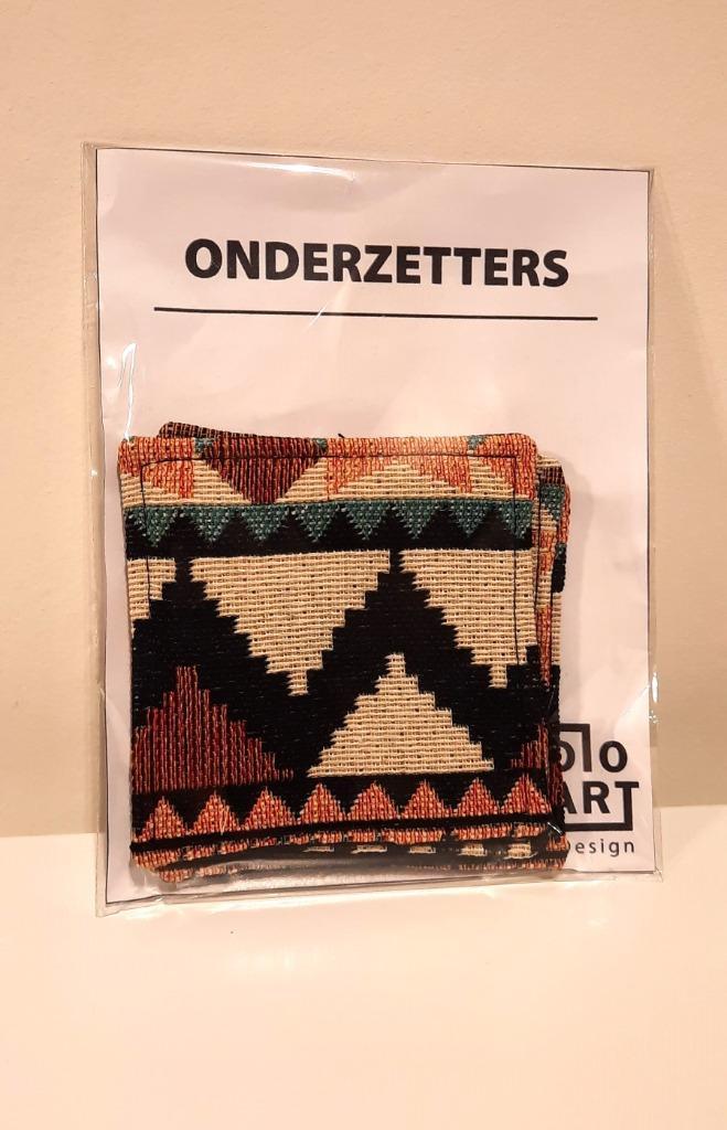Onderzetters etnische print - vierkant 4 stuks, Huis en Inrichting, Woonaccessoires | Onderzetters, Nieuw, Glas of Kopje, Verzenden