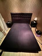 Zwart fluwelen bed met steentjes te koop zonder matras, Ophalen, Zwart, Tweepersoons, Zo goed als nieuw