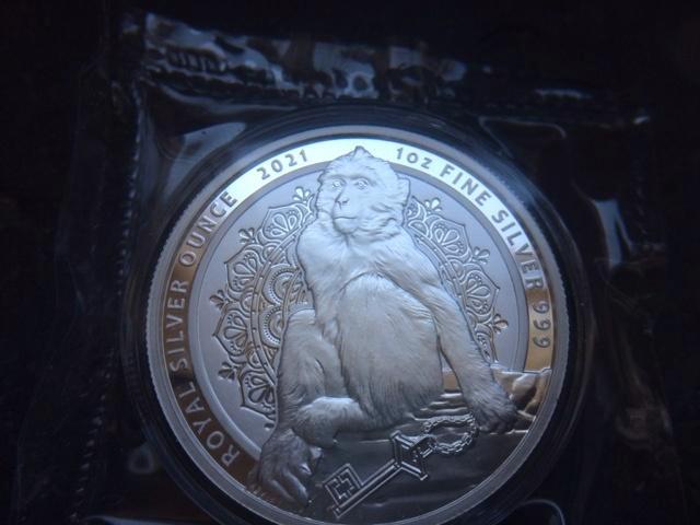 2021 Gibraltar - Barbary Macaque (Berber monkey) 1 oz silver, Postzegels en Munten, Edelmetalen en Baren, Zilver, Ophalen of Verzenden