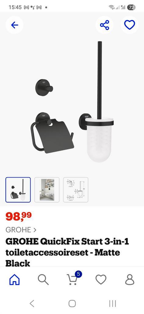 Grohe city restroom startset mat zwart, Huis en Inrichting, Badkamer | Badtextiel en Accessoires, Nieuw, Overige typen, Zwart