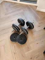 Fitness artikelen oa 2 halters met gewichten, Ophalen, Zo goed als nieuw, Borst