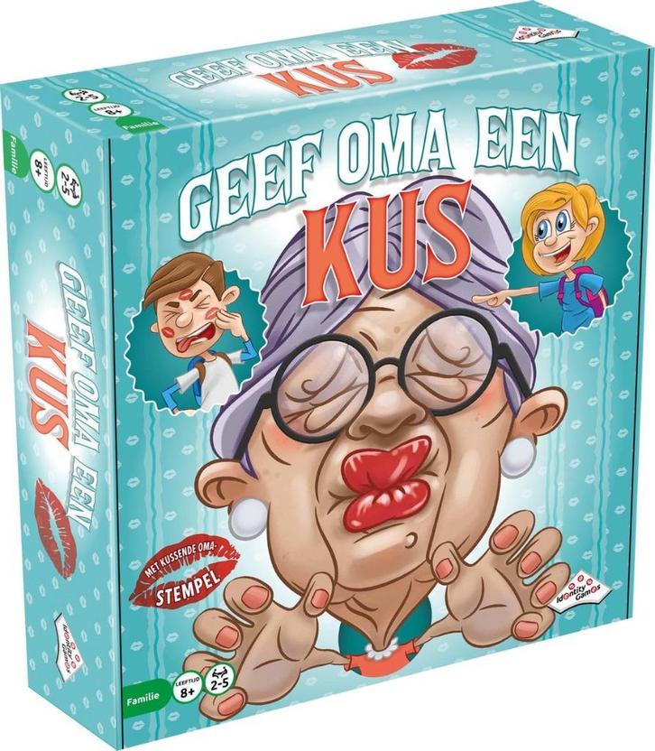 Geef Oma een Kus Kinderspel, Hobby en Vrije tijd, Gezelschapsspellen | Kaartspellen, Nieuw, Een of twee spelers, Drie of vier spelers
