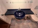 Blauwe Technova Wastafel met Kraan & Spiegel, Huis en Inrichting, Gebruikt, 100 tot 150 cm, Ophalen of Verzenden, Minder dan 100 cm