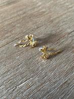 Goud kleurige Strik Oorbellen, Ophalen, Zo goed als nieuw, Met edelsteen, Knopjes of Stekers