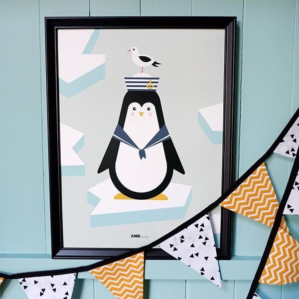 Kinderposter Muurposter Poster Pinguïn IJs ANNIdesign, Info@annidesign.nl, Nieuw, Ophalen of Verzenden, Wanddecoratie