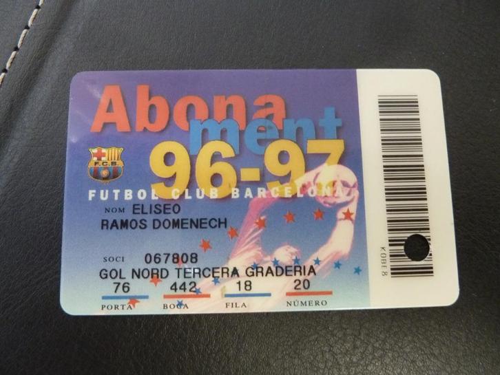 Seizoenkaart Abonament Barcelona 96-97 Gol Nord, Verzamelen, Sportartikelen en Voetbal, Gebruikt, Overige typen, Buitenlandse clubs