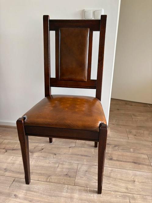 Vintage Eetkamerstoelen - Set van 4, Huis en Inrichting, Stoelen, Gebruikt, Vier, Hout, Bruin, Ophalen