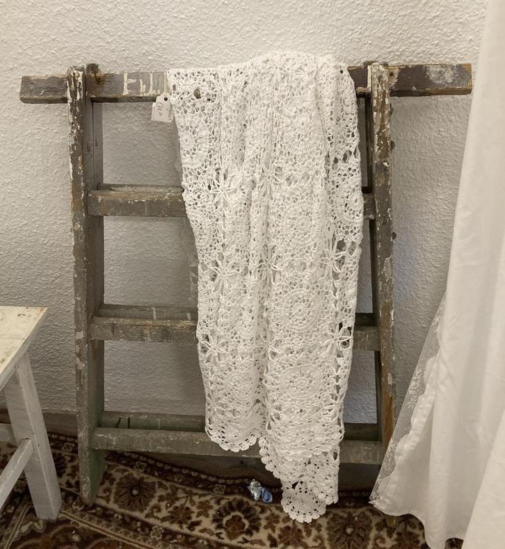 Brocante oud houten linnenrek - droogrek - wasrek - trapje, Antiek en Kunst, Antiek | Woonaccessoires, Ophalen