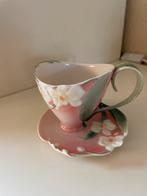 Franz Porselein Theekop en Schotel Bloemmotief, Antiek en Kunst, Ophalen of Verzenden