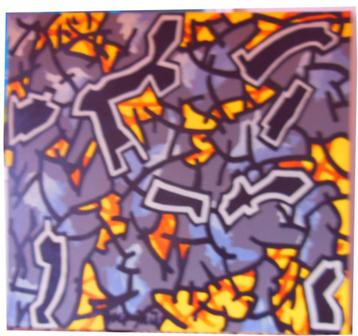 Joep Buijs(1962)Olie op doek"Abstracte Compositie Haring"Ges beschikbaar voor biedingen