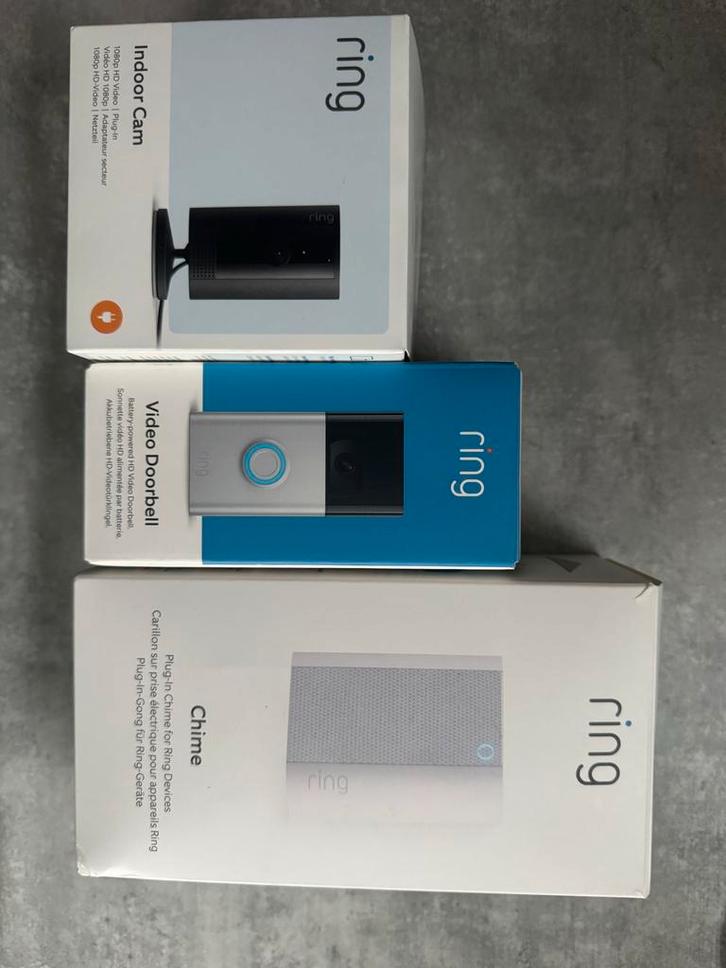 Ring Deurbel + Chime + Indoor Camera - Compleet, Audio, Tv en Foto, Videobewaking, Gebruikt, Buitencamera, Ophalen