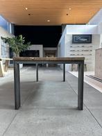 Robuste massief eikenhouten eetkamer tafel 200x100cm, 200 cm of meer, 50 tot 100 cm, Zo goed als nieuw, Vijf personen of meer