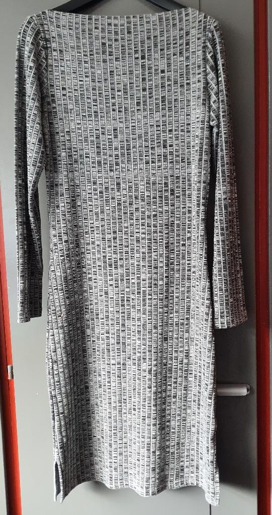 Soft Rebels rib jurk zwart/wit – maat S – Scandinavisch, Ophalen of Verzenden, Zo goed als nieuw, Zwart, Onder de knie