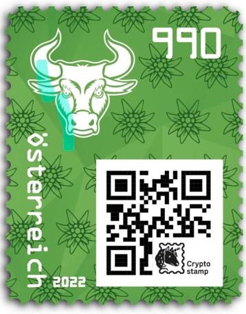 2x Cryptostamp Oostenrijk 2022 Bull Groen beschikbaar voor biedingen