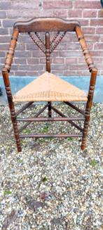 Eikenhouten landelijke  3 poots stoel met biezen zitting, Ophalen, Gebruikt, Bruin, Eén