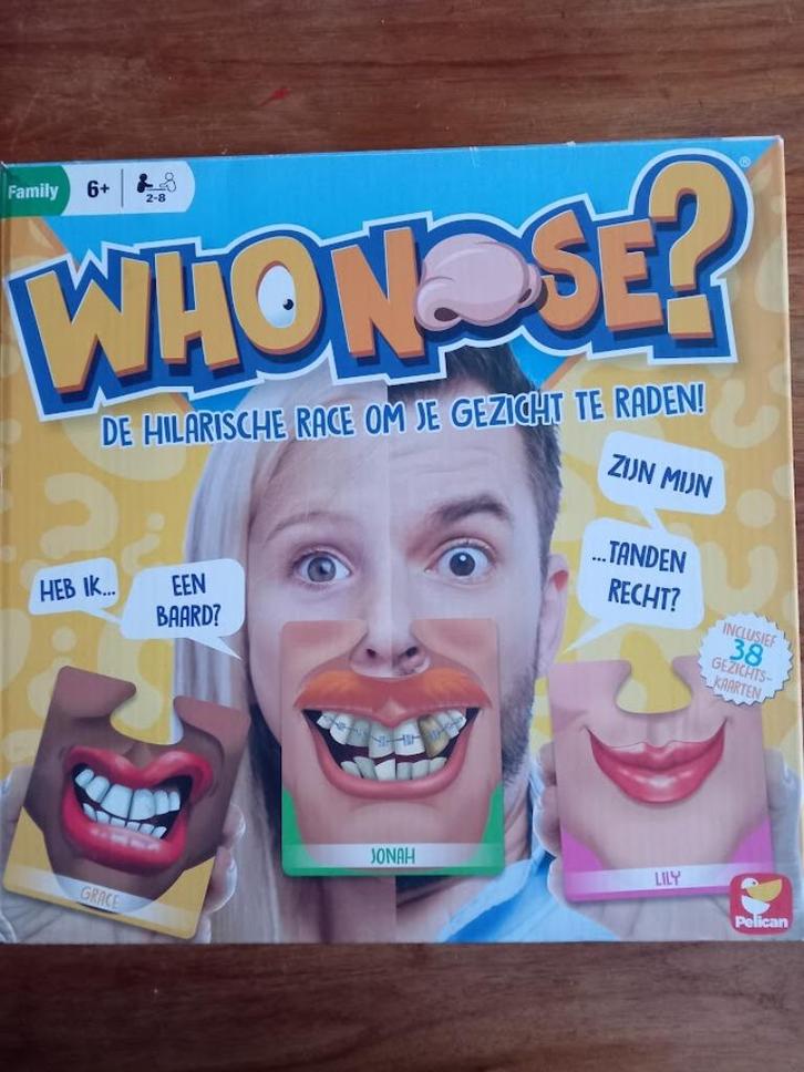 Who nose? Grappig 6+ spel., Hobby en Vrije tijd, Gezelschapsspellen | Overige, Zo goed als nieuw, Een of twee spelers, Drie of vier spelers