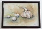 Schilderij Stilleven Knoflook aquarel, gesigneerd., Antiek en Kunst, Ophalen of Verzenden