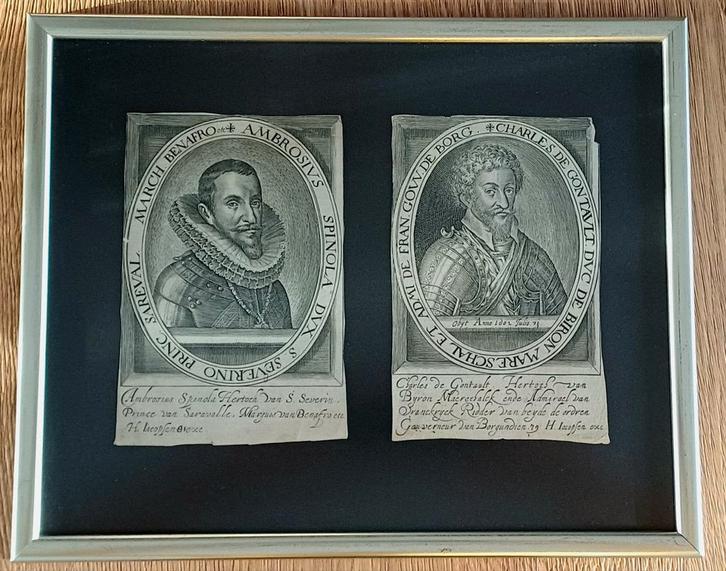 17e-eeuws – Ambrosius Spinola & Duc de Biron, Antiek en Kunst, Kunst | Etsen en Gravures, Ophalen of Verzenden
