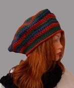Baret roestbruin-groen-donkerblauw, Handgemaakte, Verzenden, Nieuw, Muts