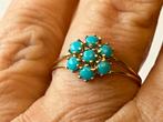 Gouden ring Turkoois, Verzenden, Zo goed als nieuw, 17 tot 18, Dame