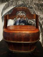 Antieke Chinese houten 19e eeuwse emmer met deksel, Ophalen of Verzenden