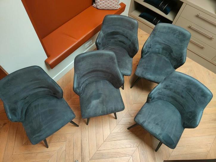 Eettafel stoelen draaibaar 5x, Huis en Inrichting, Stoelen, Zo goed als nieuw, Vijf, Zes of meer stoelen, Blauw, Ophalen