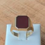 Gouden ring 14k 585 met carneool maat 21, 20 of groter, Heer, Ophalen of Verzenden, Zo goed als nieuw