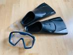 Duikbril en flippers voor kind, Watersport en Boten, Duiken, Ophalen of Verzenden, Zo goed als nieuw, Duikbril of Snorkel