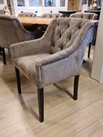 *VOORRAAD* 6 Landelijke Eetkamerstoelen Nikky Stof Taupe (2), Landelijke eetkamerstoelen capiton stof tempo 12 taupe velours, Nieuw