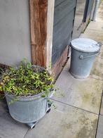 2 Mooie vintage verzinkte emmers met deksel. Ophalen 39,- €., Tuin, Gebruikt, Minder dan 60 cm, Rond