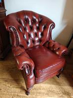 Chesterfield fauteuil, Ophalen of Verzenden, Zo goed als nieuw, 75 tot 100 cm, 75 tot 100 cm