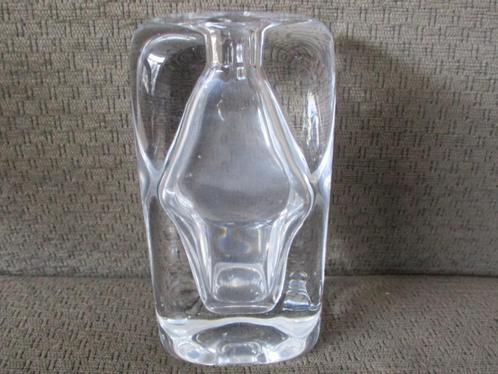 Vaas kandelaar Leerdam dik glas, Antiek en Kunst, Antiek | Glas en Kristal, Ophalen of Verzenden