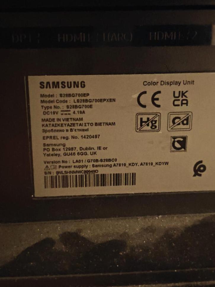 Samsung S28BG700EP 4K Gaming Monitor, Computers en Software, Monitoren, Gebruikt, 101 t/m 150 Hz, DisplayPort, HDMI, Gaming, In hoogte verstelbaar