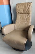 Relax Draaifauteuil echt leer beige/lichtbruin, Huis en Inrichting, Fauteuils, Ophalen, Gebruikt, 50 tot 75 cm, Leer