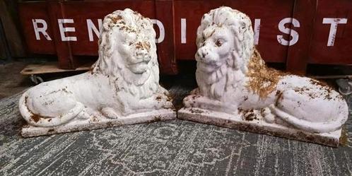 2 oude grote Leeuwen, poortwachters, tuinornament, Antiek en Kunst, Curiosa en Brocante, Ophalen