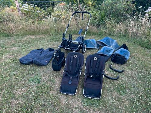 Bugaboo Donkey Diesel Denim Tweelingwagen Compleet, Kinderen en Baby's, Kinderwagens en Combinaties, Gebruikt, Bugaboo, Duowagen
